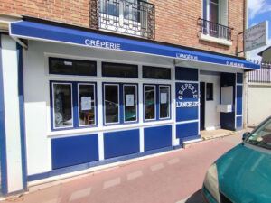 creperie rentoilage store corbeille fixe coloris bleu marquage lanc