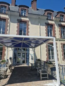 pergola gizeh gazebo armature blanc toile plastifiée bleu (25)